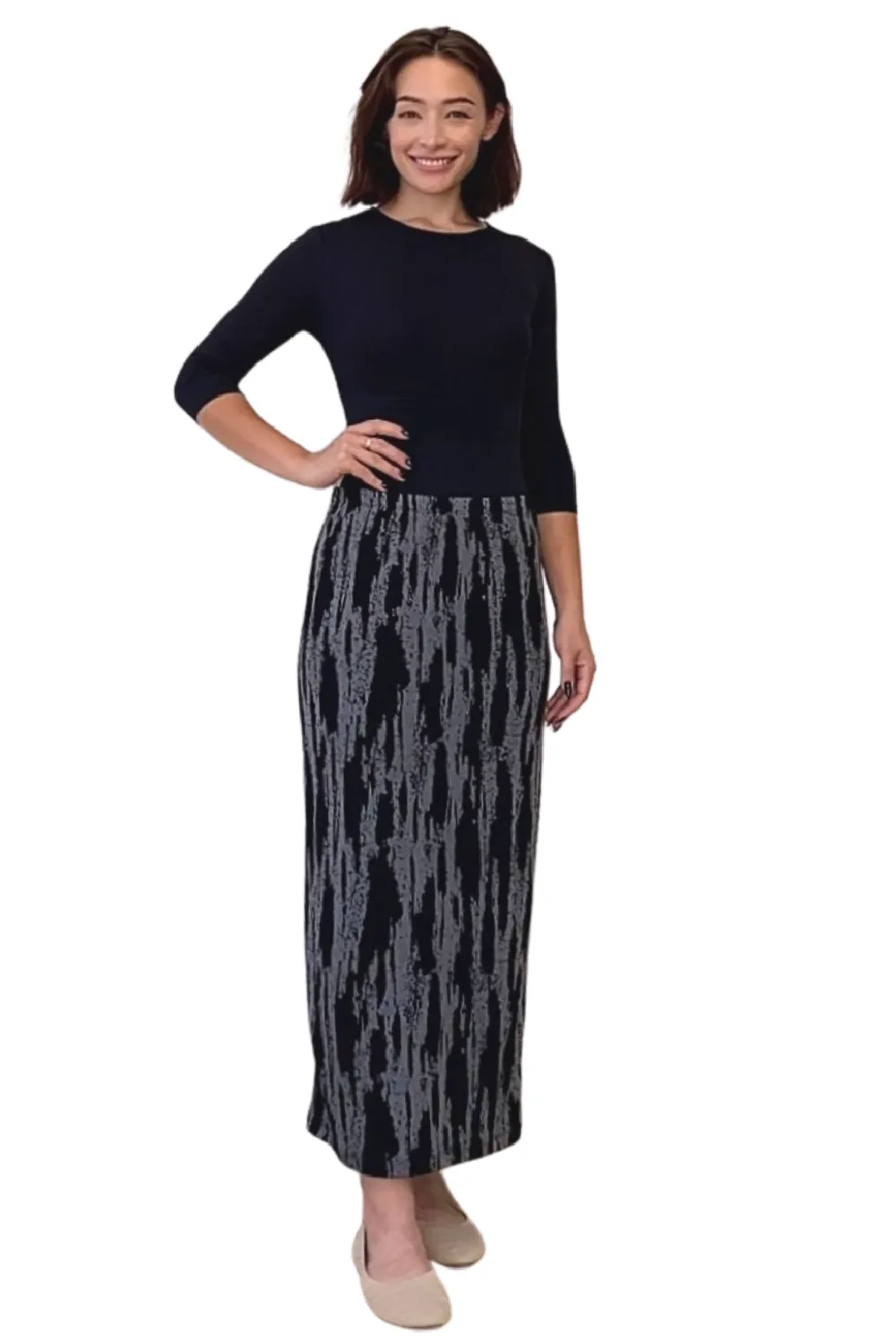 Long Printed Stretch Maxi Pencil Skirt