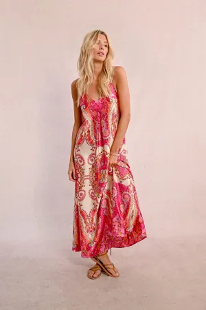 LONG SATIN DRESS WITH STRAPS