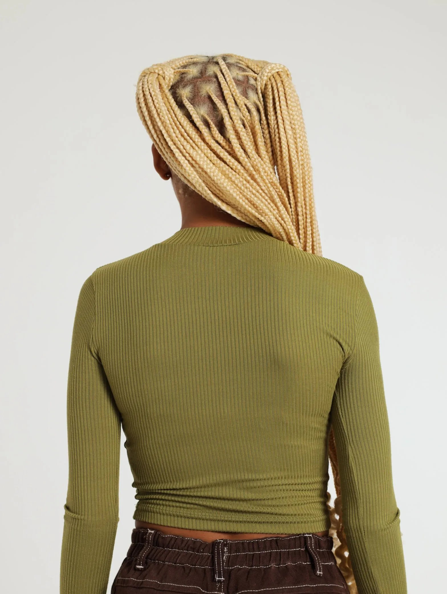 Long Sleeve Basic Rib Top - Fatigue