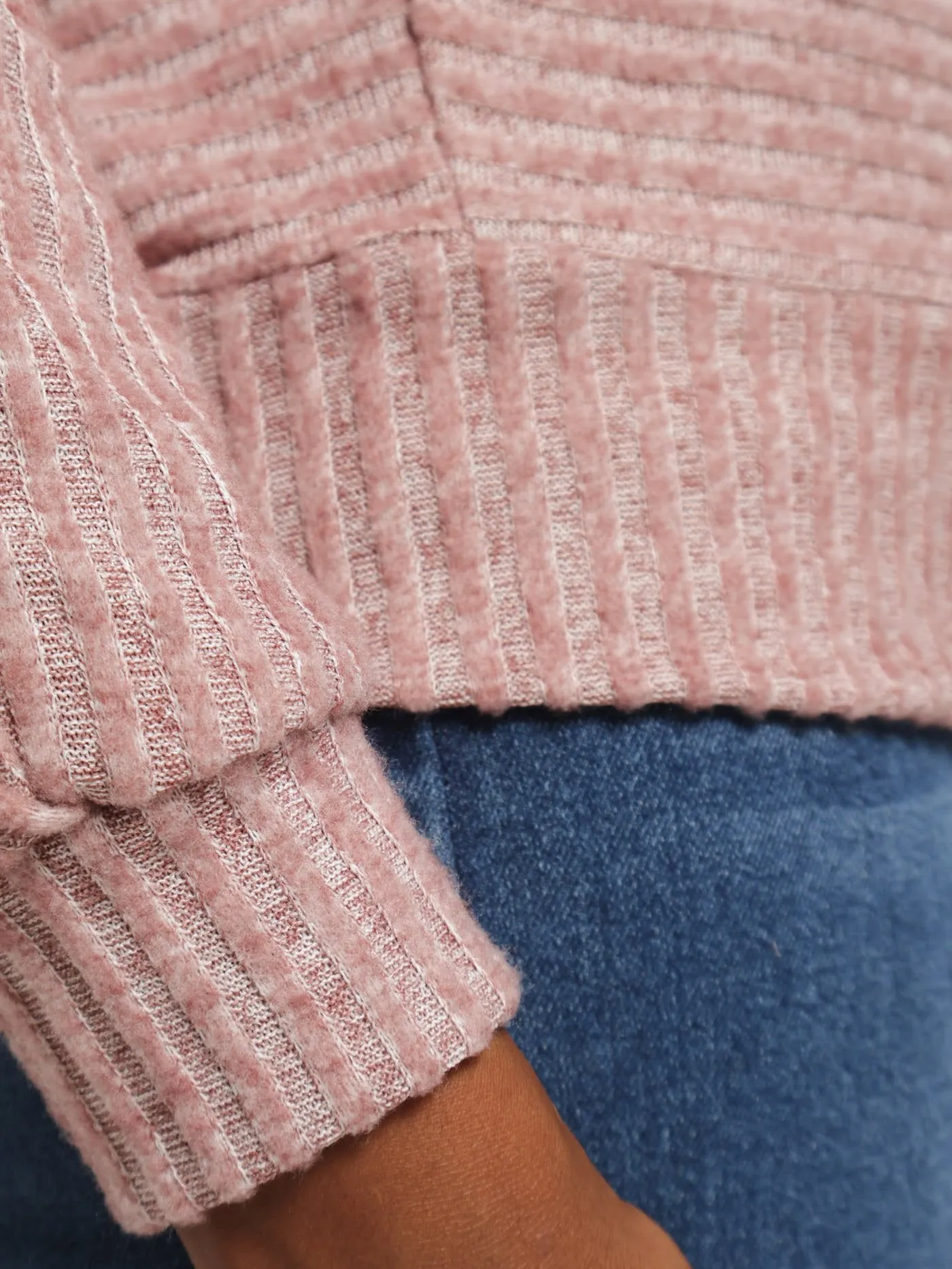 Long Sleeve Dolman Ribbed Top - Dusty Pink