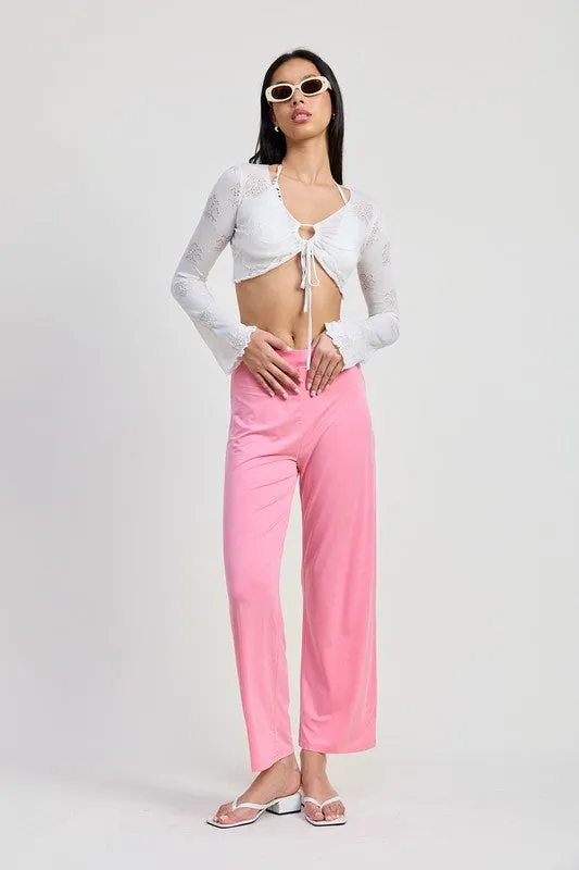 LONG SLEEVE FRONT CINCH TIE TOP