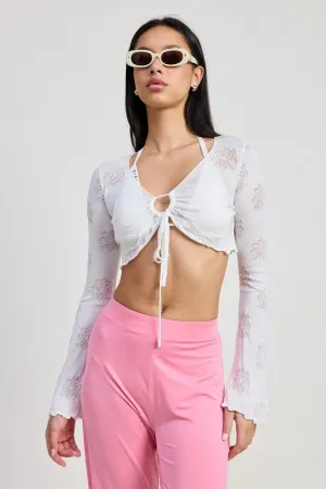 LONG SLEEVE FRONT CINCH TIE TOP