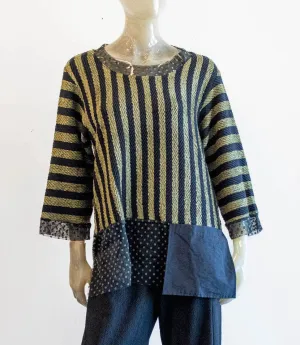 Luukaa Green/Black Stripe Blouse