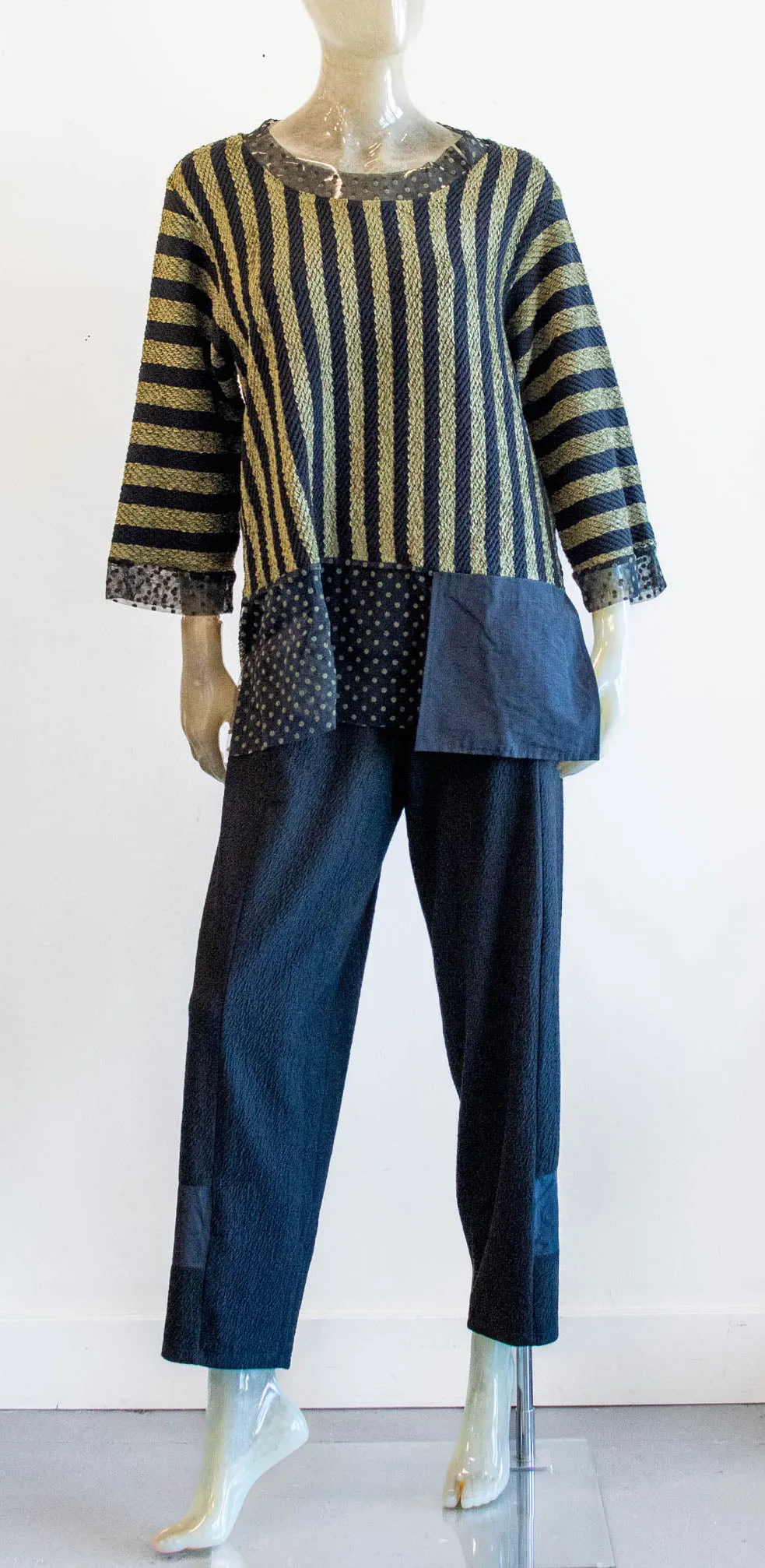 Luukaa Green/Black Stripe Blouse