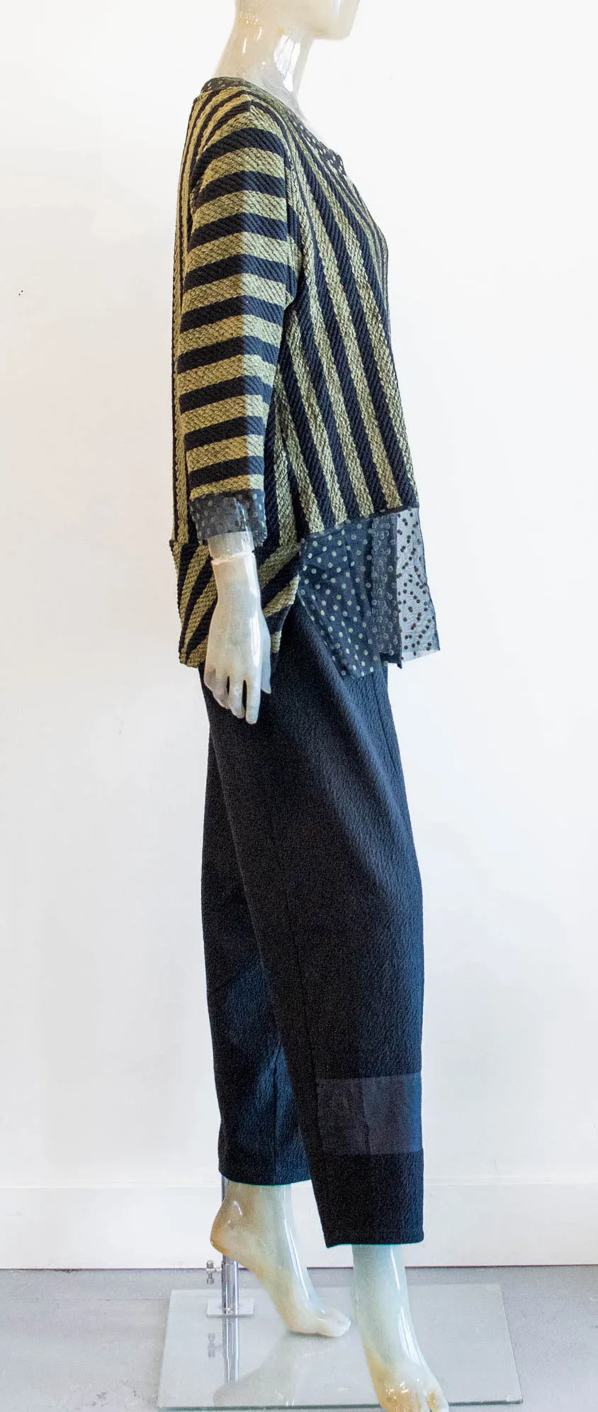 Luukaa Green/Black Stripe Blouse