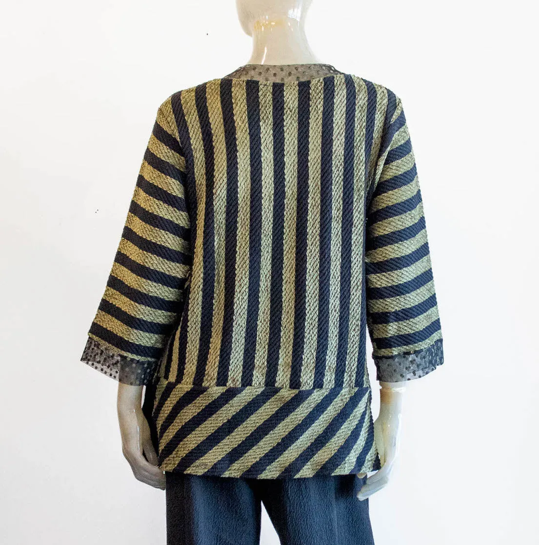 Luukaa Green/Black Stripe Blouse