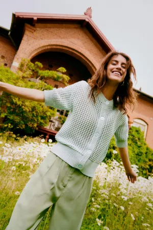 Magio Short Sleeve Cardigan | Blue Haze