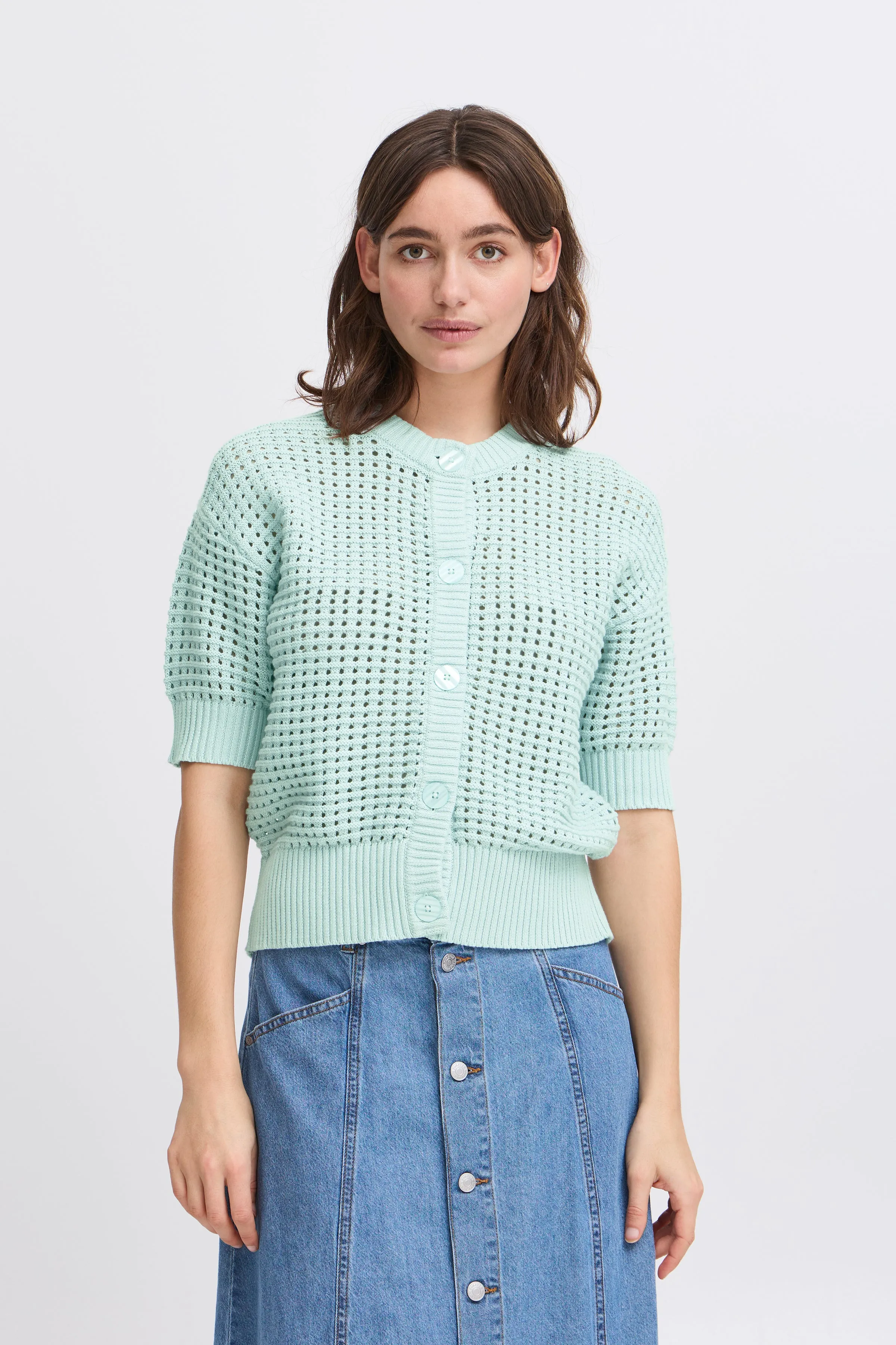 Magio Short Sleeve Cardigan | Blue Haze