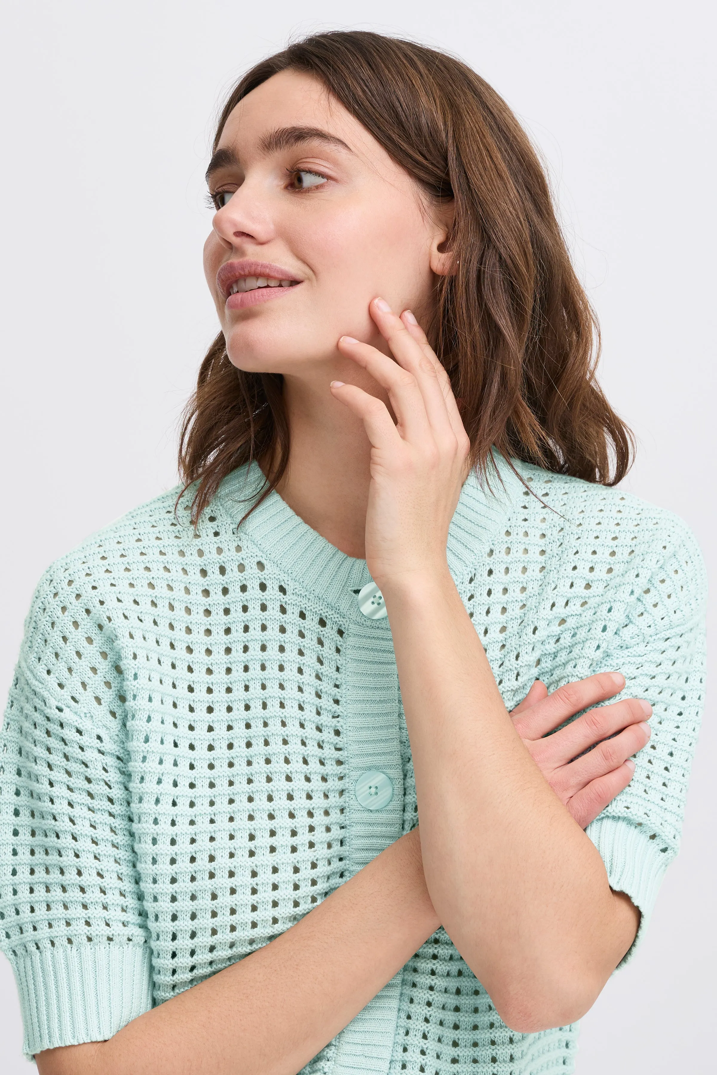 Magio Short Sleeve Cardigan | Blue Haze