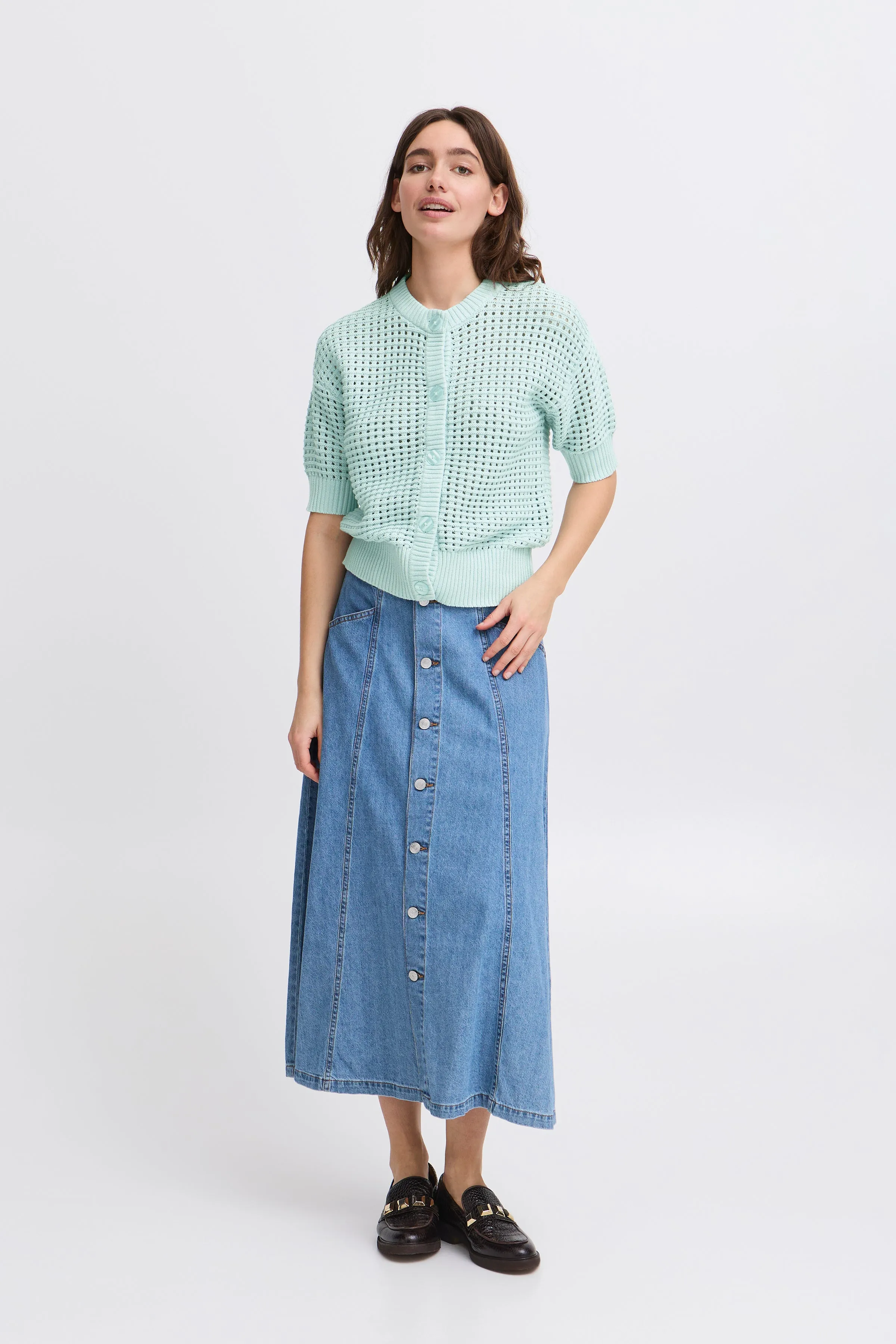 Magio Short Sleeve Cardigan | Blue Haze