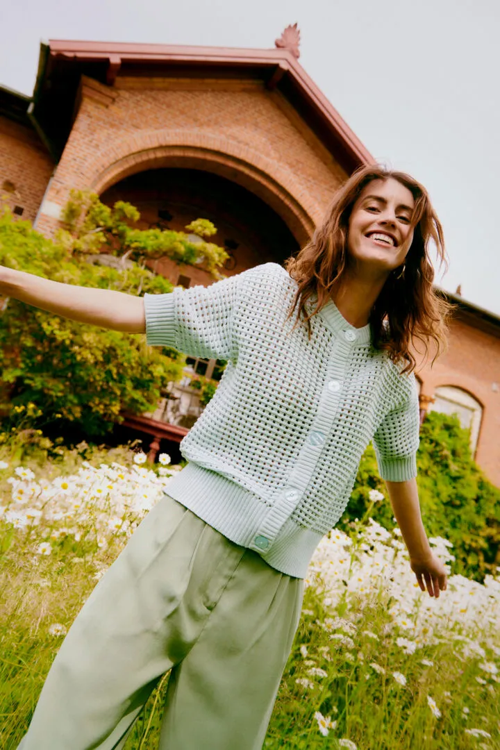 Magio Short Sleeve Cardigan | Blue Haze