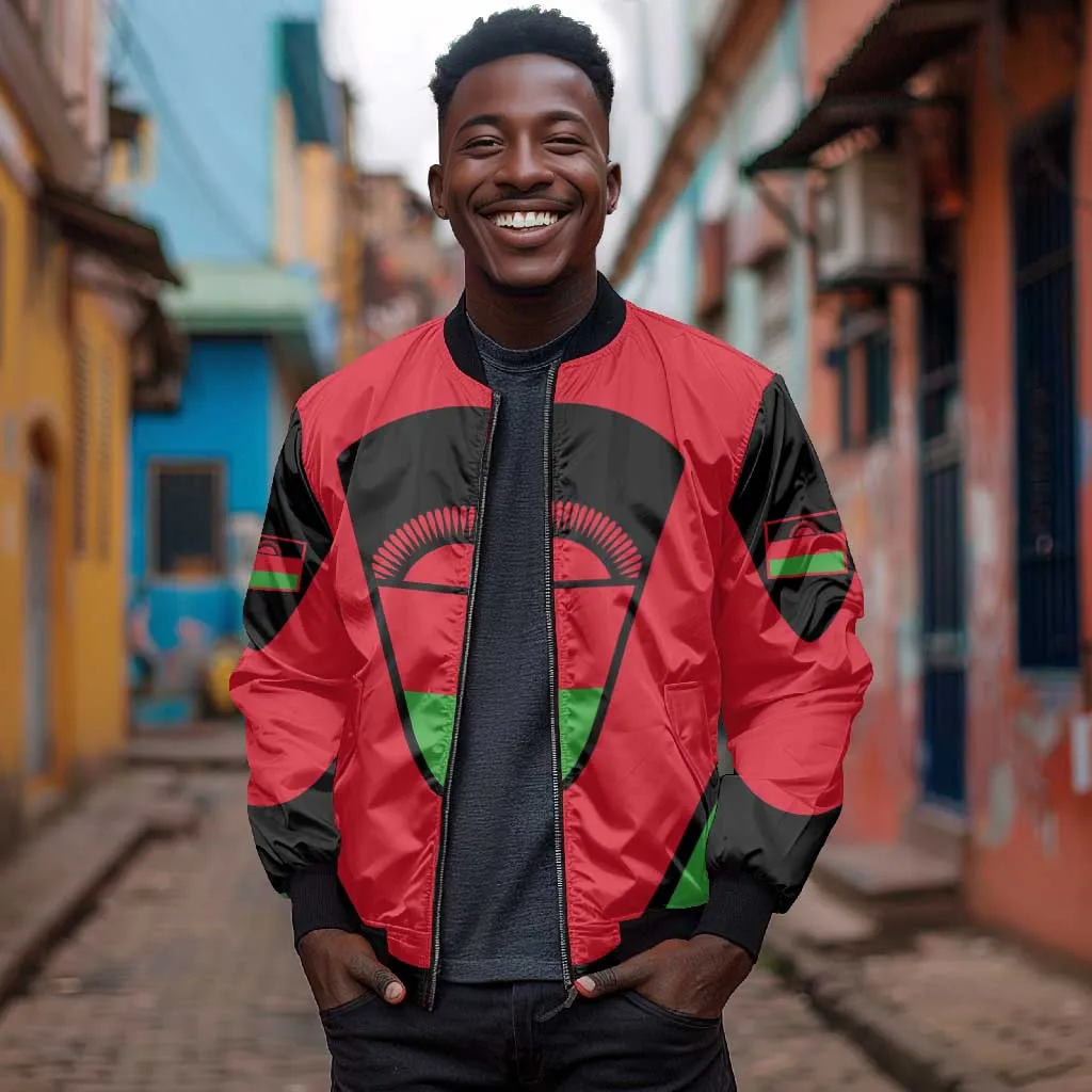 Malawi Bomber Jacket Flag Colors Blended with National Emblem TS04
