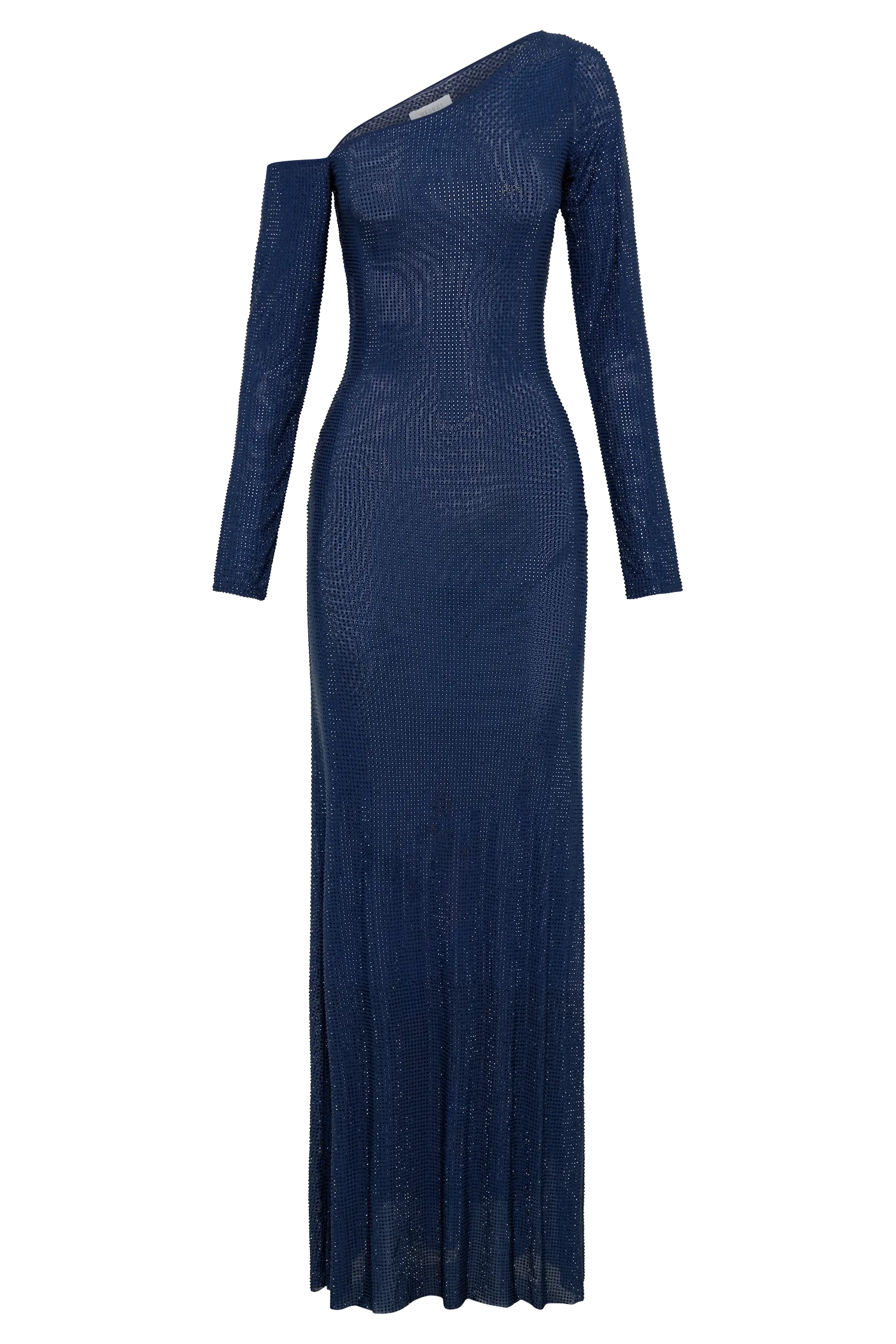Marcia Diamante Long Sleeve Maxi Dress - Navy