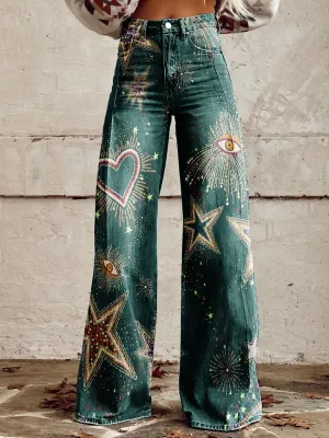 Meleagros® | Cosmic Vision Flared Jeans Denim