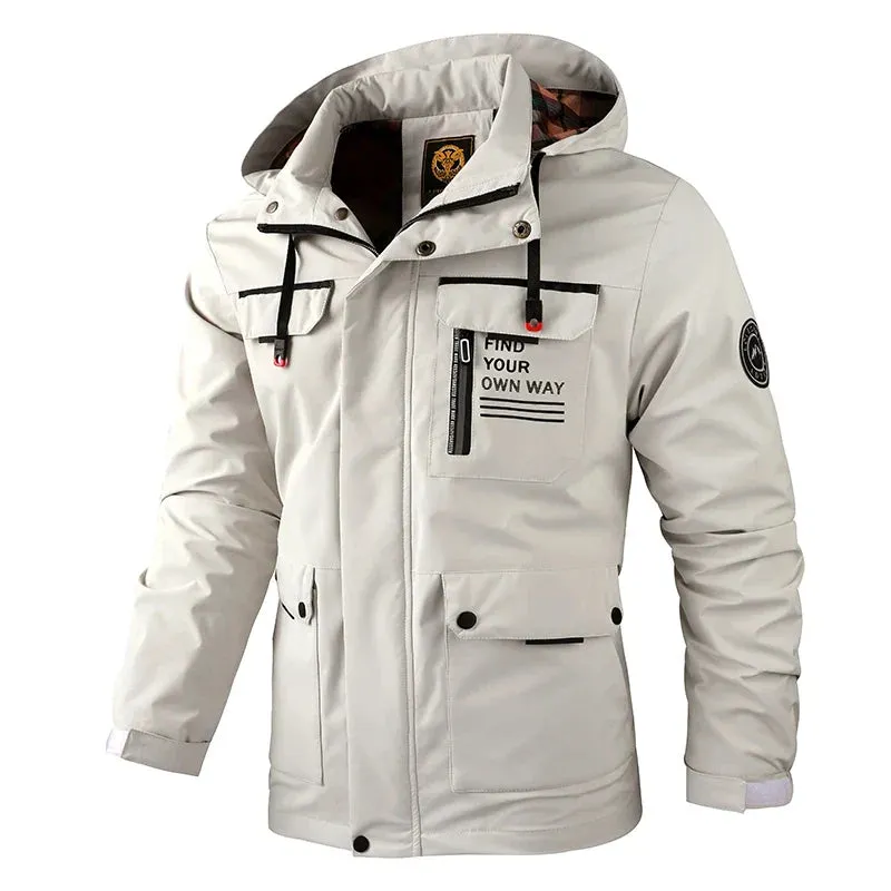 Men's Casual Windbreaker Jackets Hooded Jacket Man Waterproof Outdoor Soft Shell Winter Coat Clothing Warm Fleece Thick