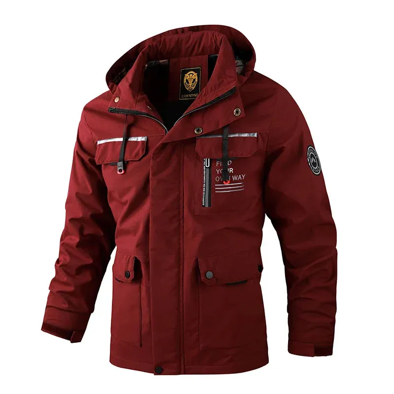 Men's Casual Windbreaker Jackets Hooded Jacket Man Waterproof Outdoor Soft Shell Winter Coat Clothing Warm Fleece Thick