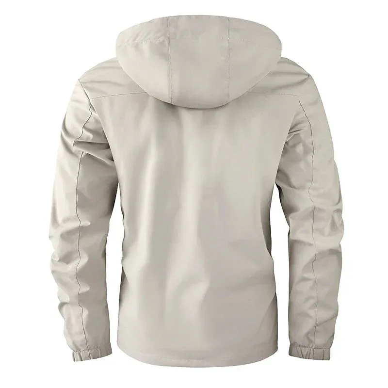 Men's Casual Windbreaker Jackets Hooded Jacket Man Waterproof Outdoor Soft Shell Winter Coat Clothing Warm Fleece Thick