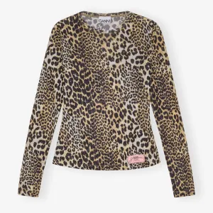 MESH LONG SLEEVE TOP | LEOPARD