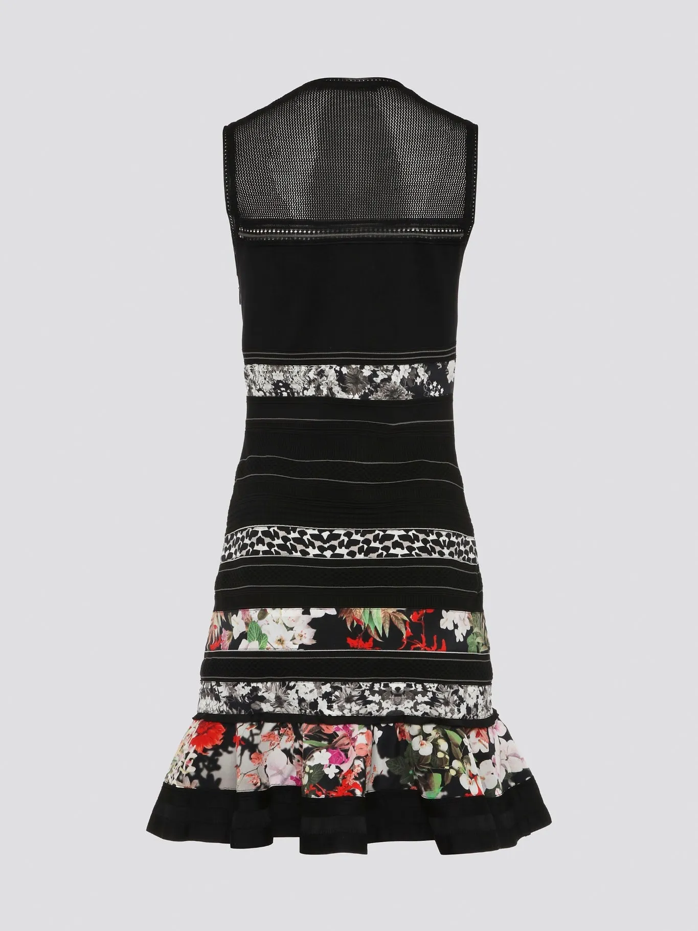 Mesh Neckline Flared Dress