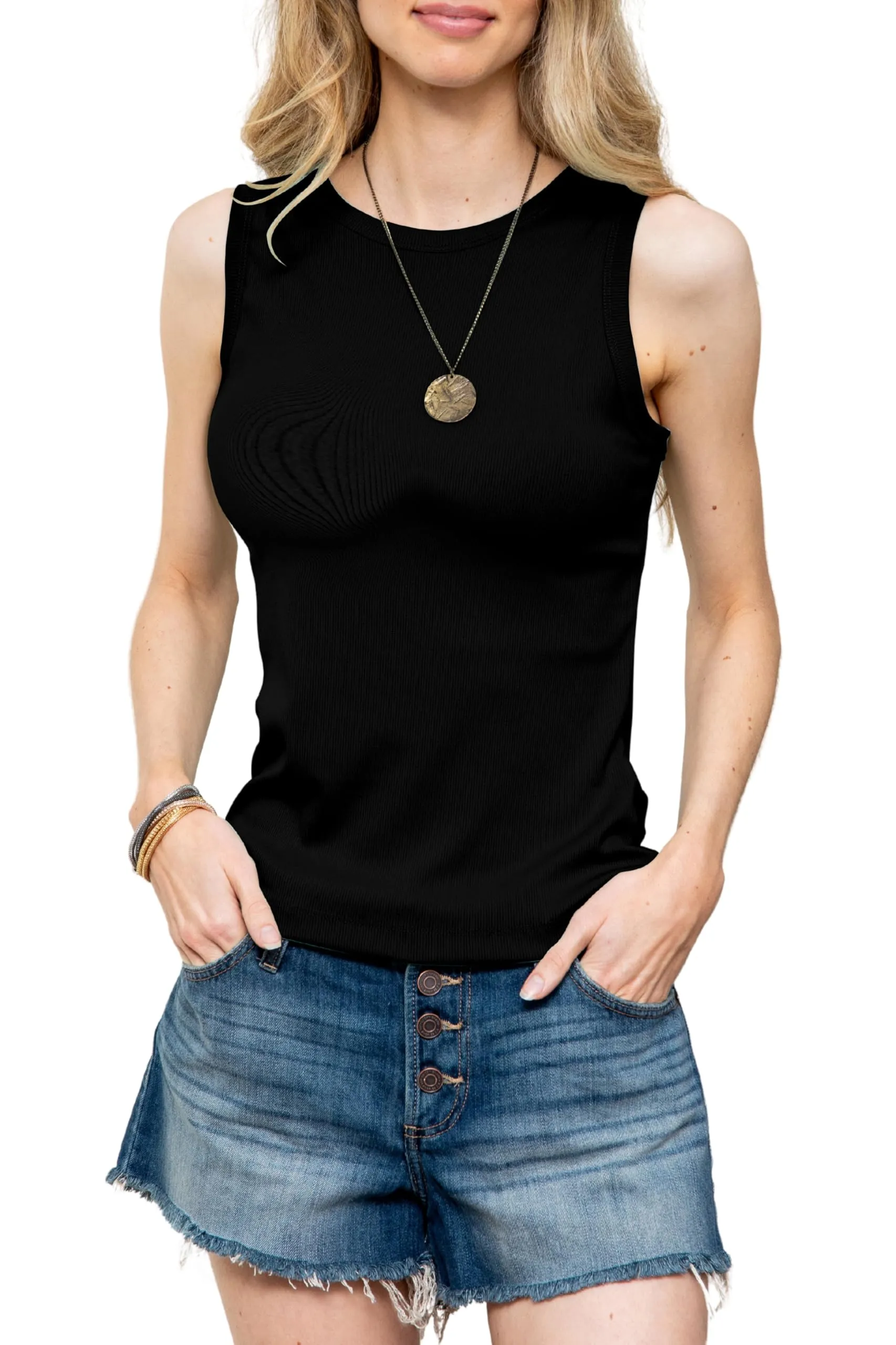 MINT PLUS PINK Women Tank Tops Summer Sleeveless Basic and Casual Cami Tops Shirts Slim Knit Ribbed Blouses