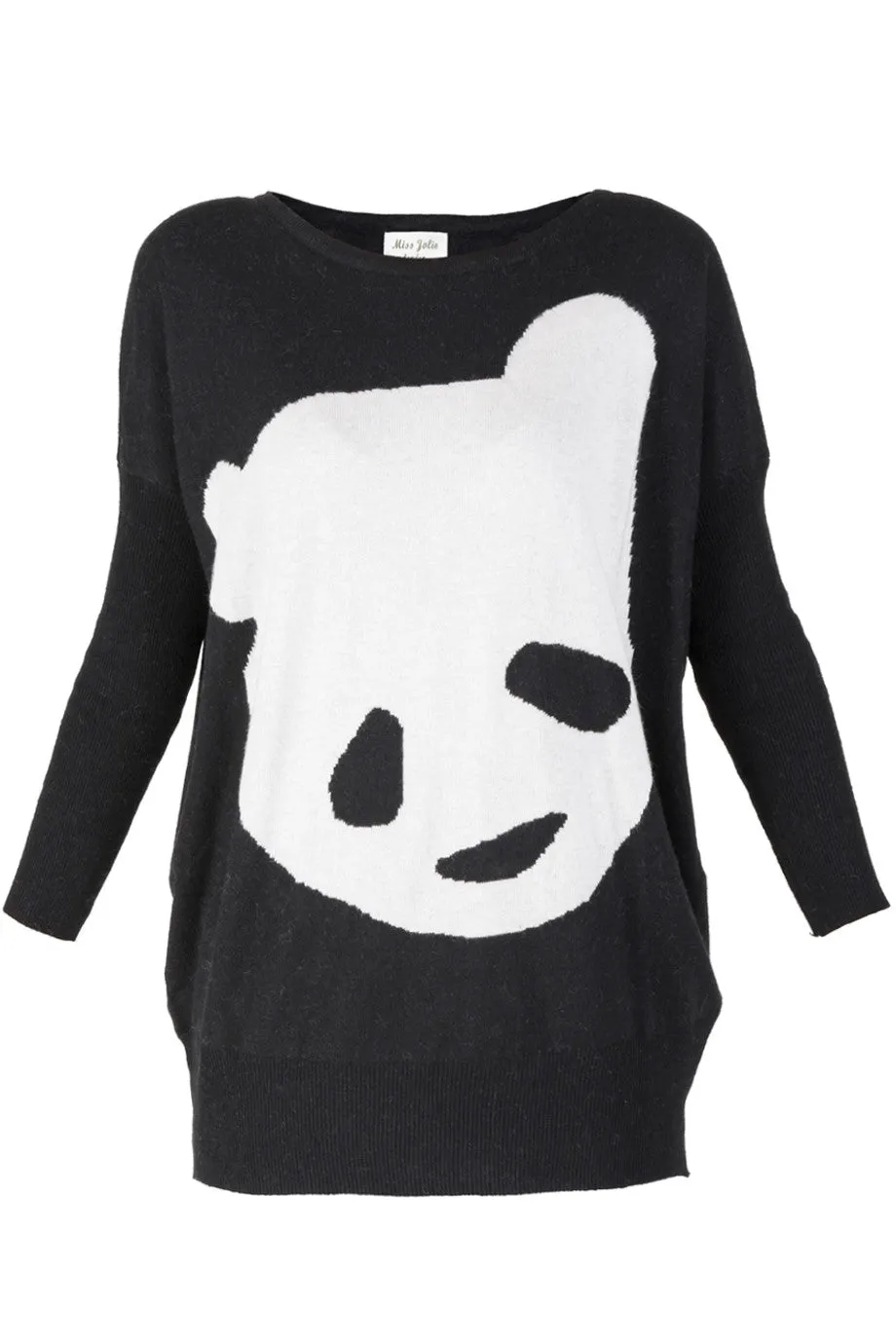 MISS PANDA Μαύρη Μακριά Μπλούζα