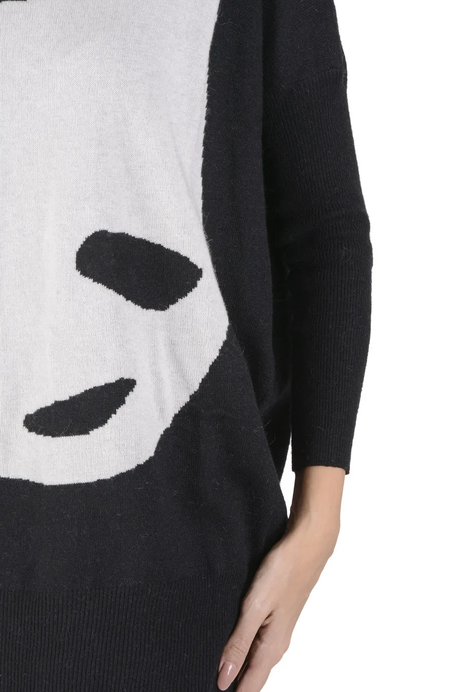 MISS PANDA Μαύρη Μακριά Μπλούζα