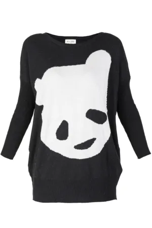 MISS PANDA Μαύρη Μακριά Μπλούζα
