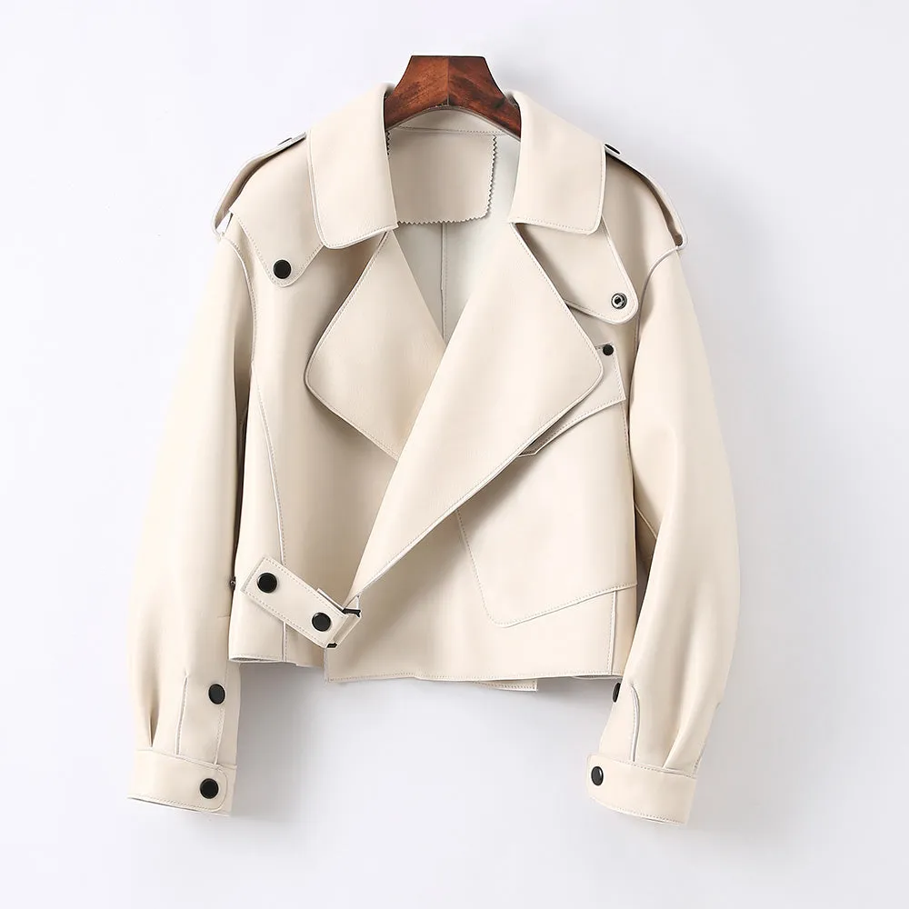 Multi Color Bomber Leather Jacket Women Motorcycle Genuine Sheepskin Leather Jackets
