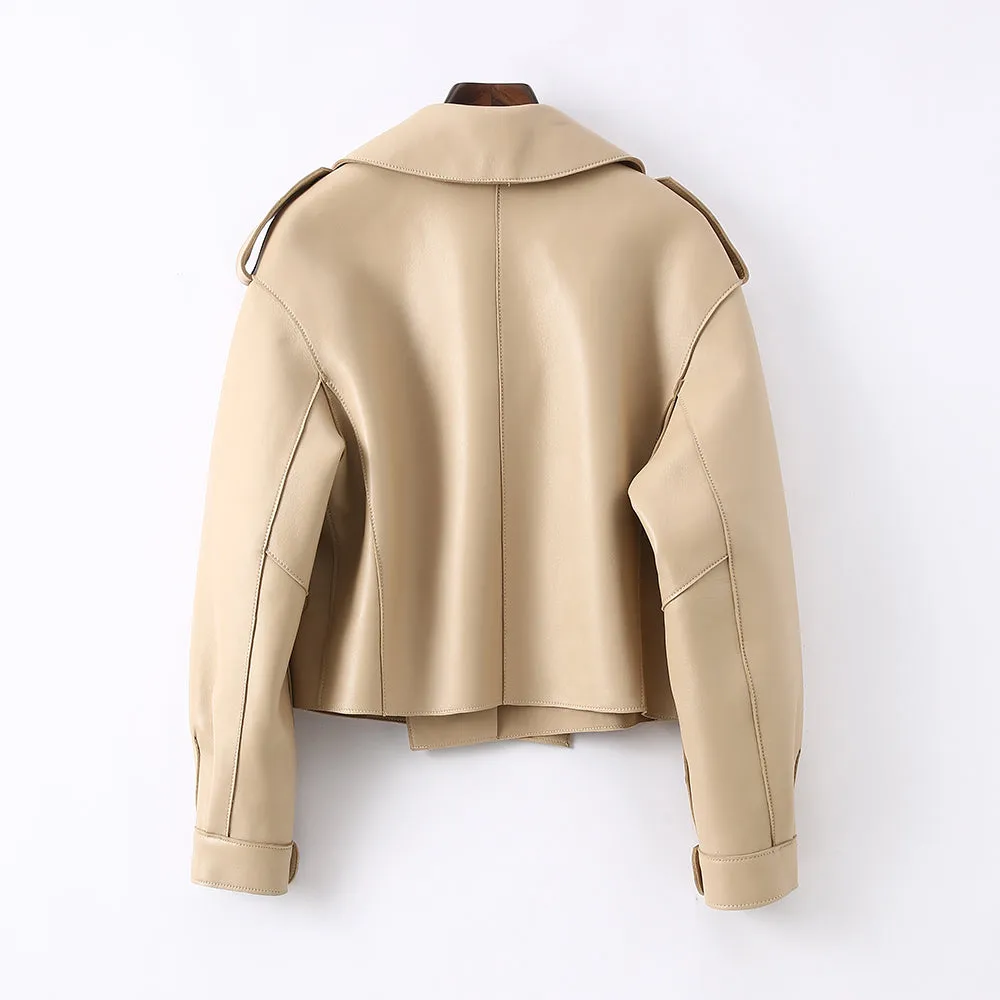 Multi Color Bomber Leather Jacket Women Motorcycle Genuine Sheepskin Leather Jackets