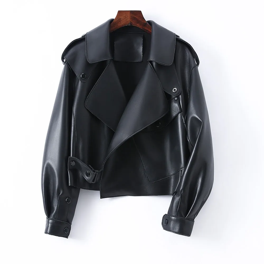 Multi Color Bomber Leather Jacket Women Motorcycle Genuine Sheepskin Leather Jackets