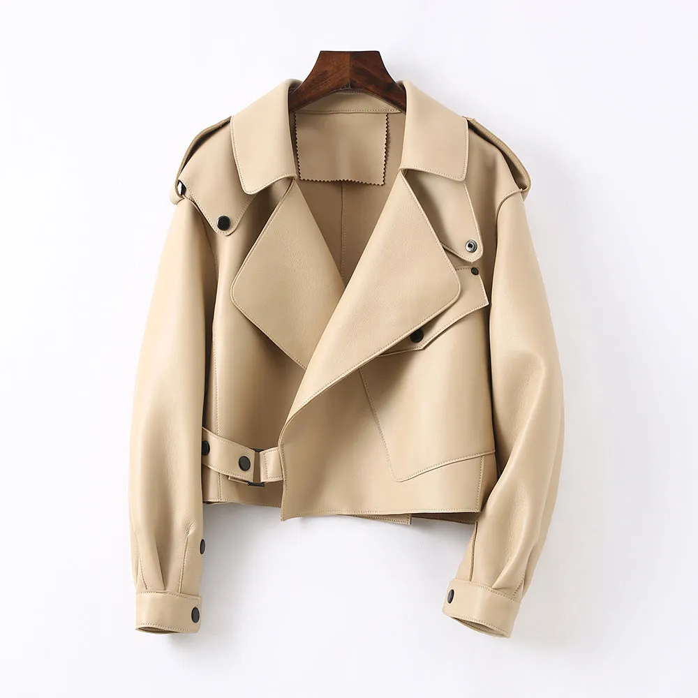 Multi Color Bomber Leather Jacket Women Motorcycle Genuine Sheepskin Leather Jackets