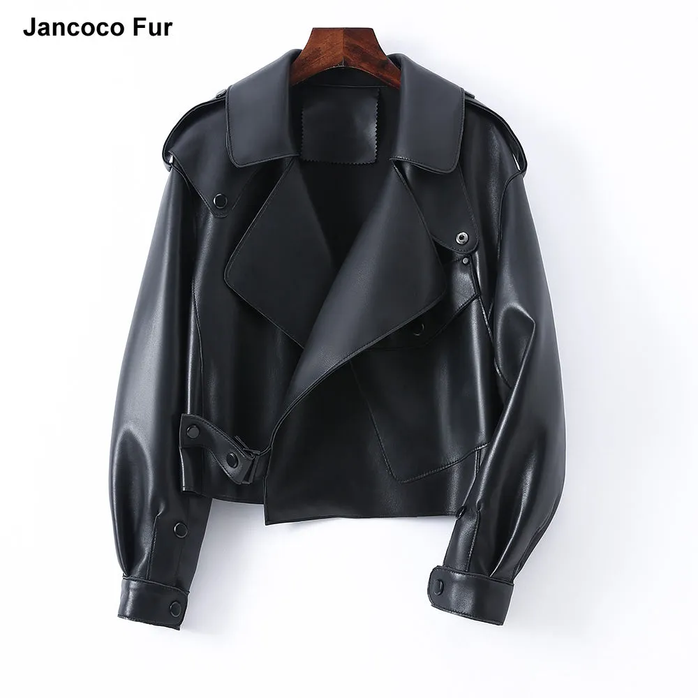 Multi Color Bomber Leather Jacket Women Motorcycle Genuine Sheepskin Leather Jackets
