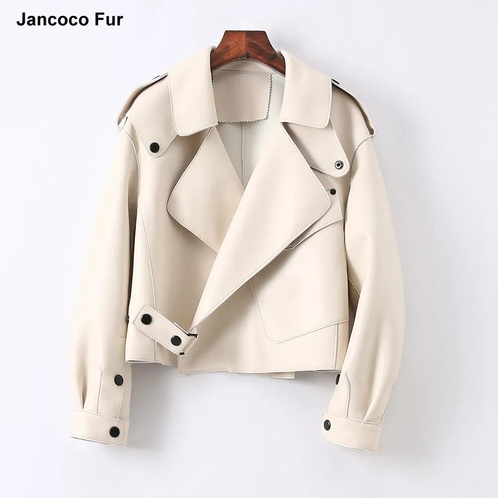 Multi Color Bomber Leather Jacket Women Motorcycle Genuine Sheepskin Leather Jackets