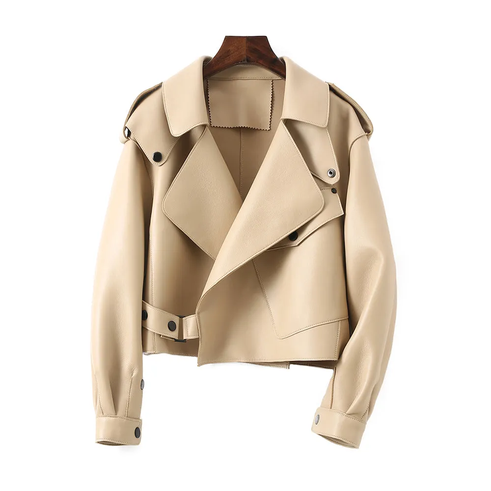 Multi Color Bomber Leather Jacket Women Motorcycle Genuine Sheepskin Leather Jackets