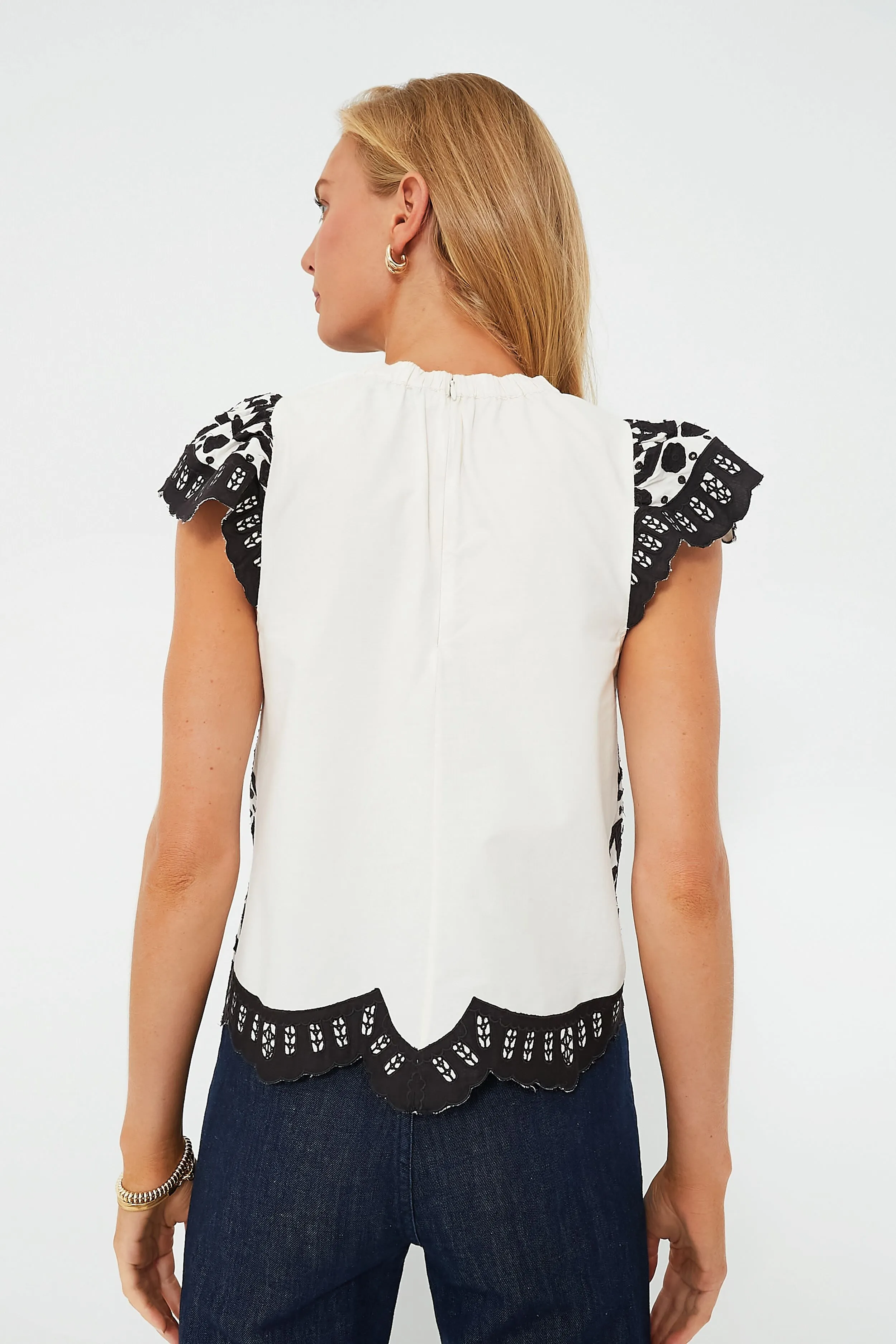 Multi Joelle Applique Flutter Sleeve Top