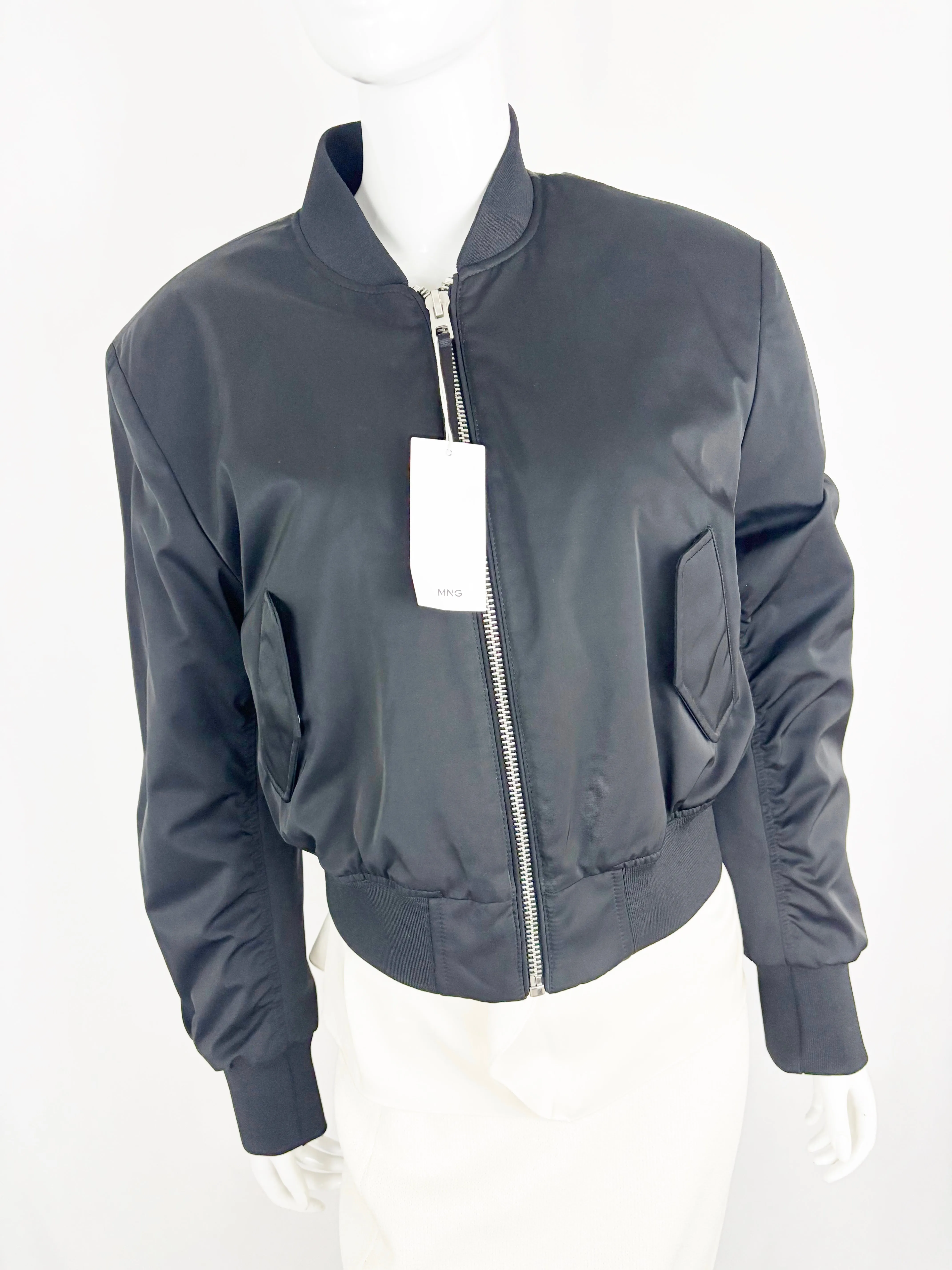 New Mango Satin Bomber Jacket Size M