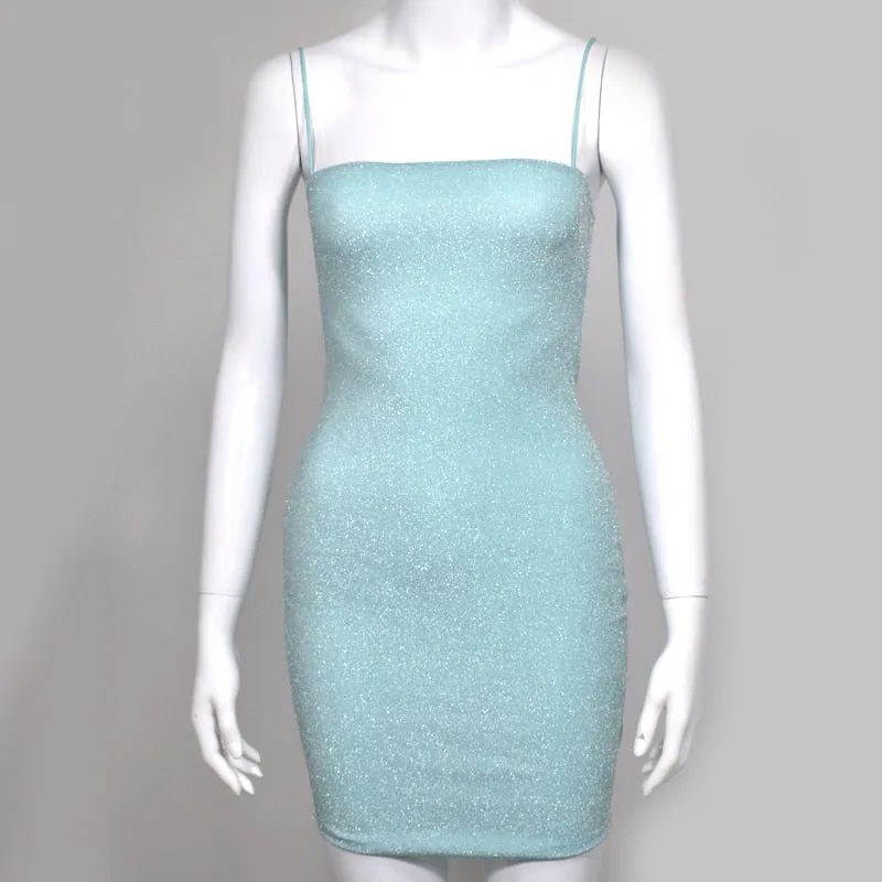 NewAsia Doppel Schichten Glänzende Bodycon Kleid Frau Weihnachten Party Nacht Club Sexy Sparkle Kleid Spaghetti-trägern Glitter Robe