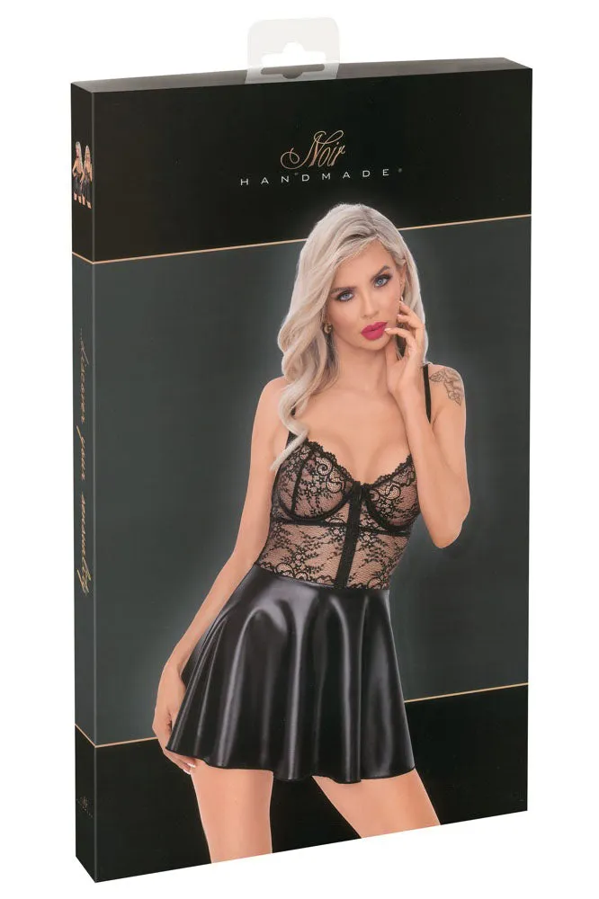 Noir Handmade Wetlook and Lace Dress