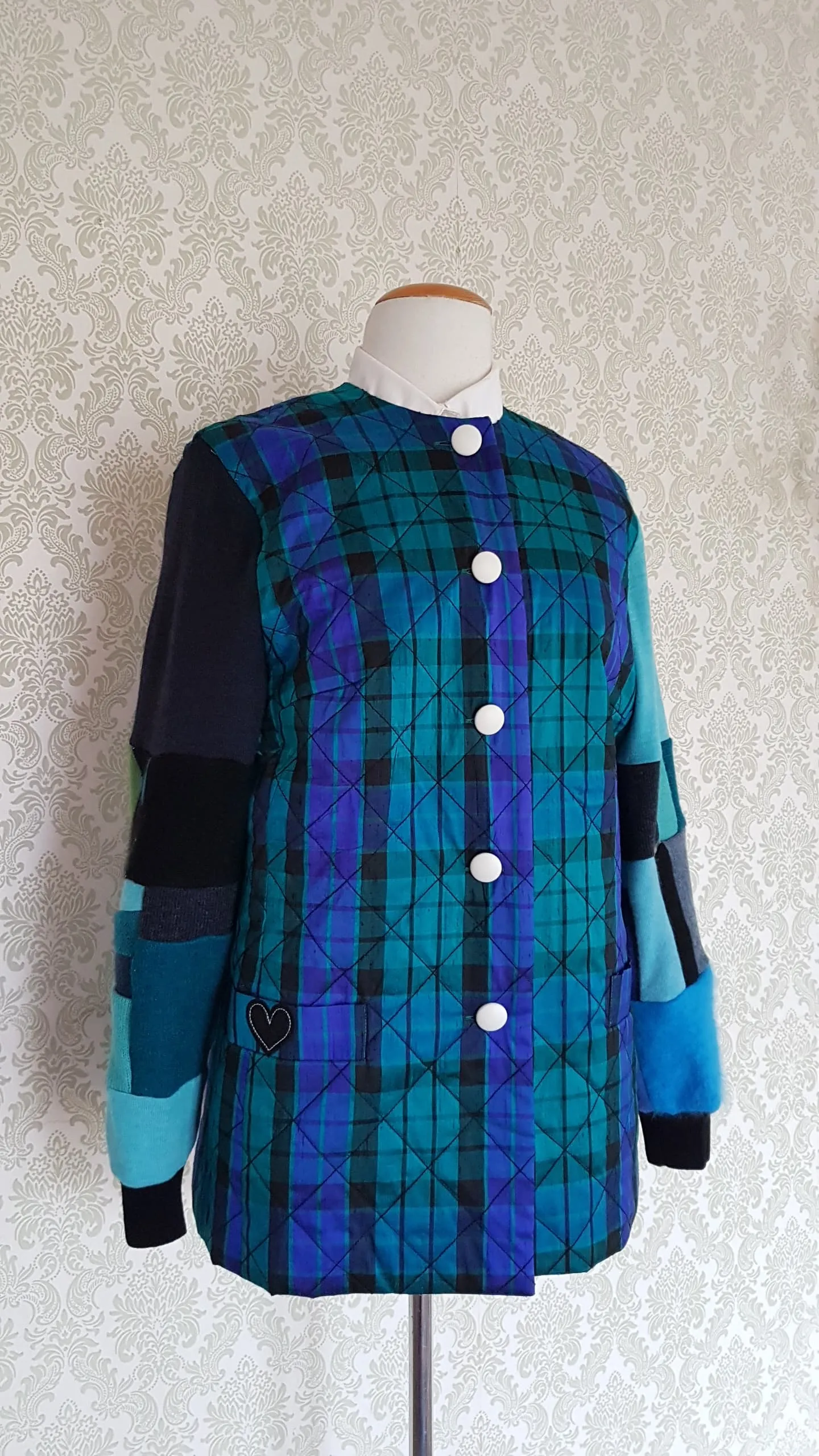 Ocean Quilted Patchwork Sweater Jacket