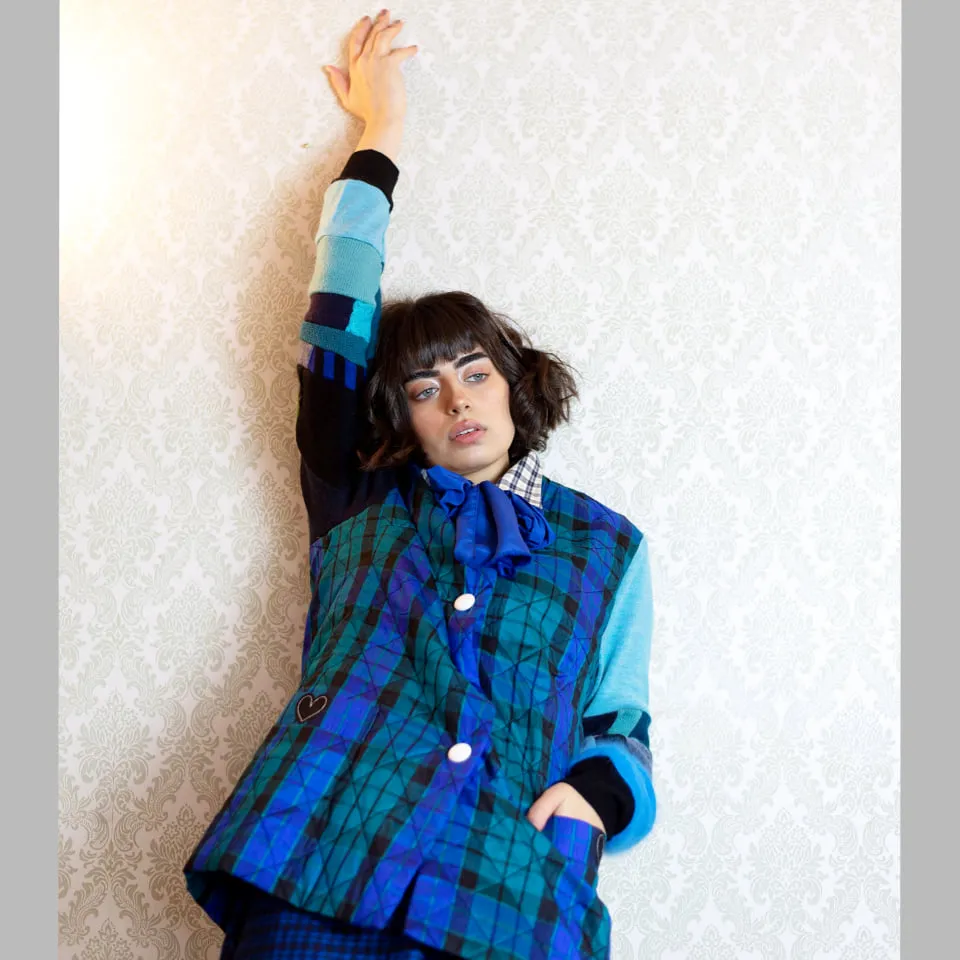 Ocean Quilted Patchwork Sweater Jacket