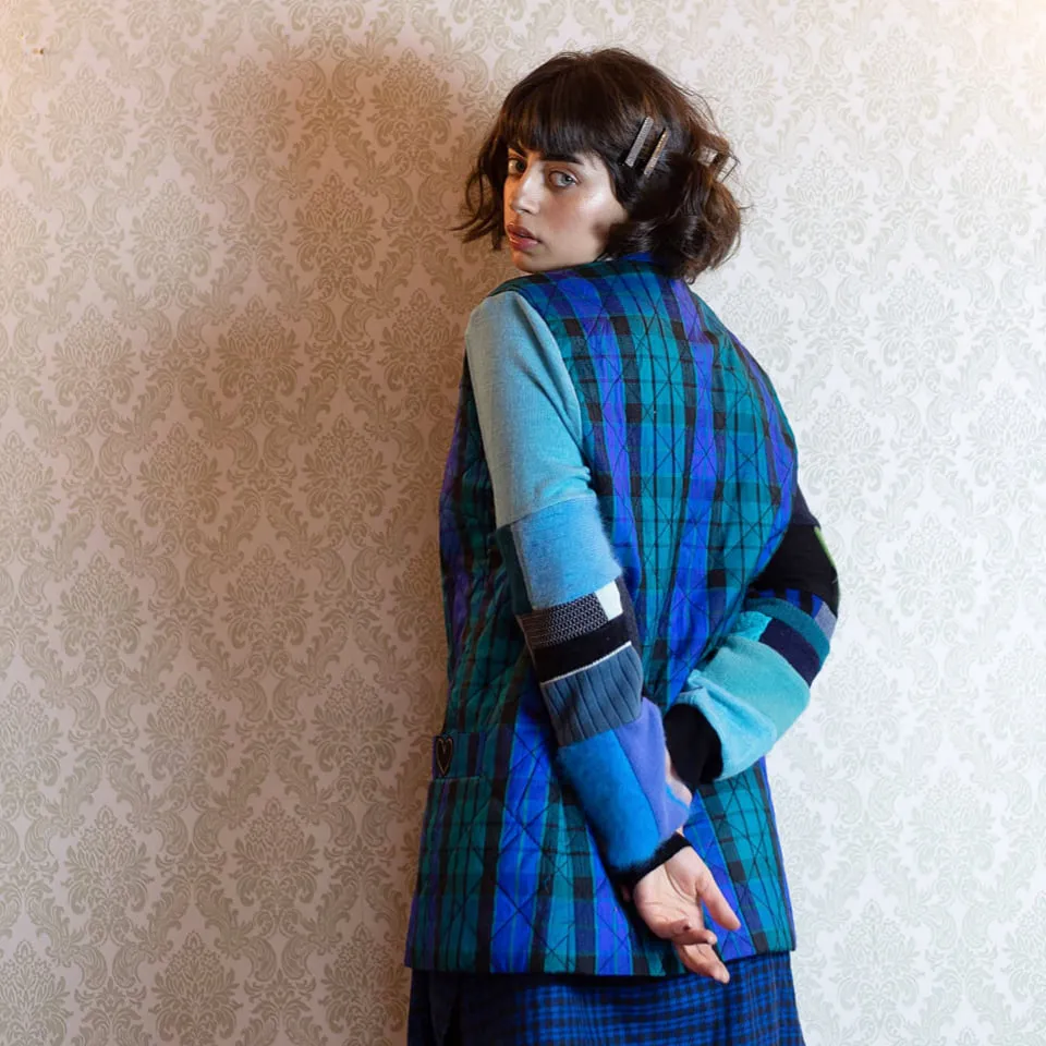 Ocean Quilted Patchwork Sweater Jacket