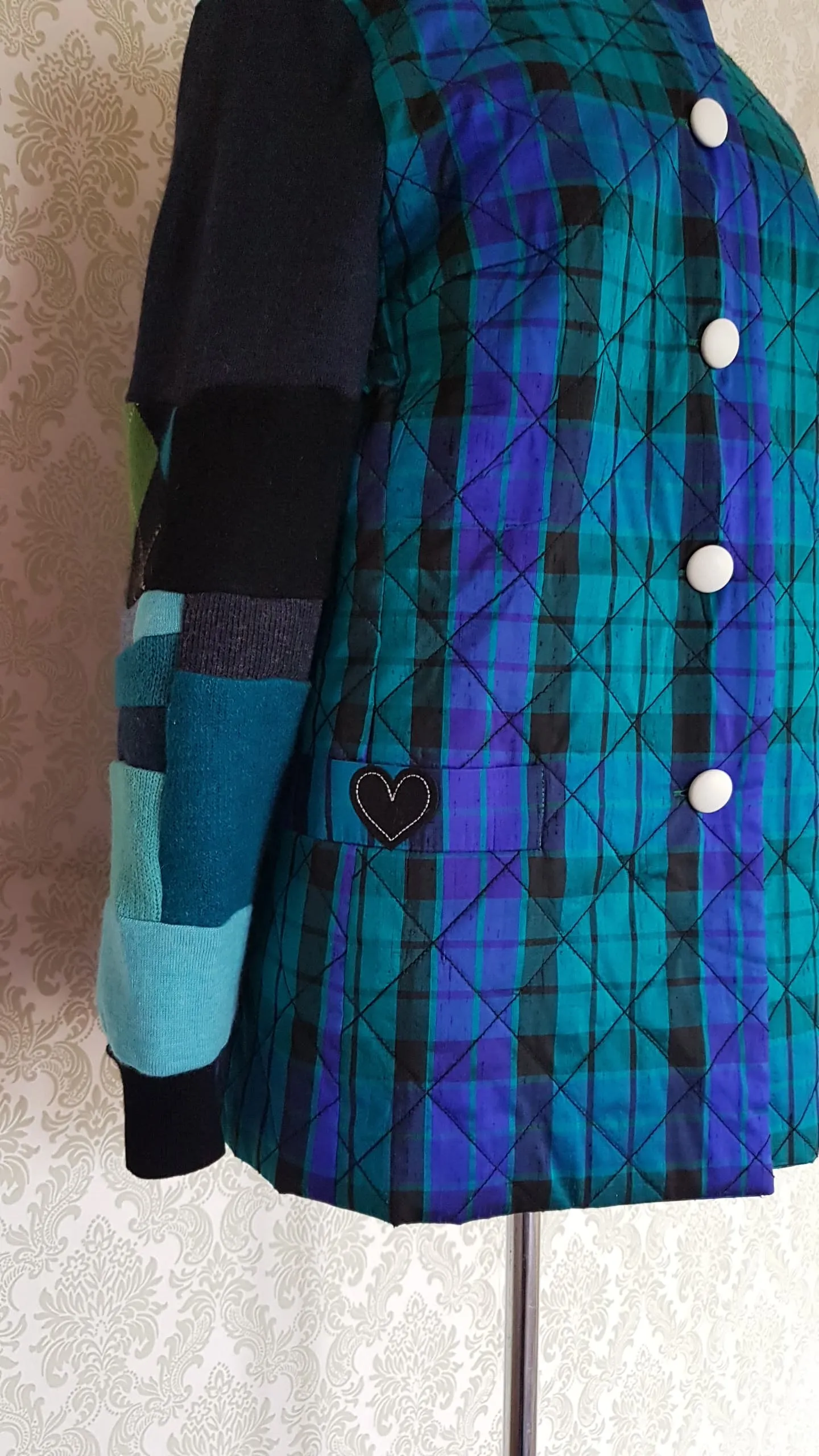 Ocean Quilted Patchwork Sweater Jacket