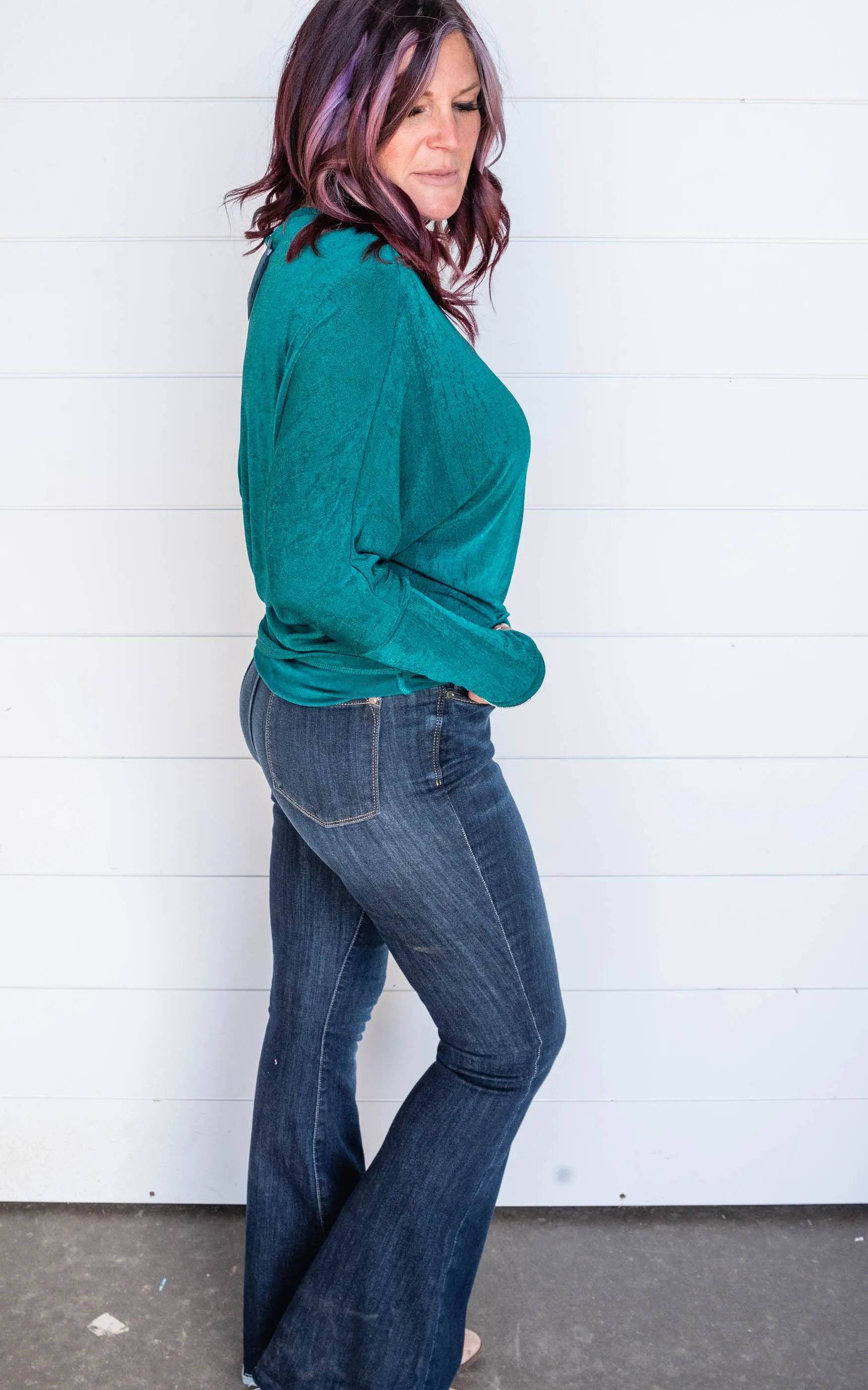 Off the Shoulder Slinky Knit Tunic Top - White Birch - Final Sale