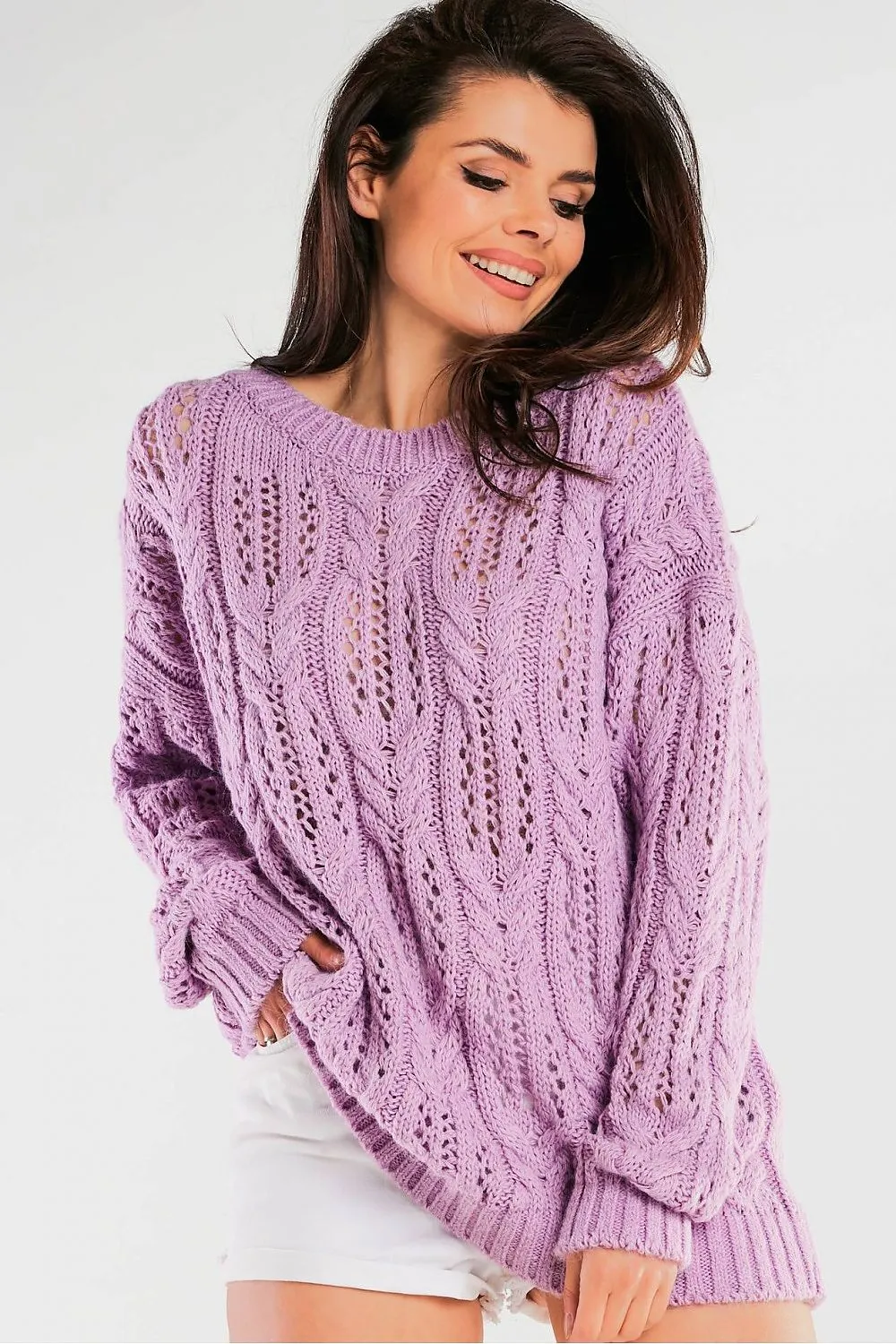 Openwork Boat Neck Luxe Sweater