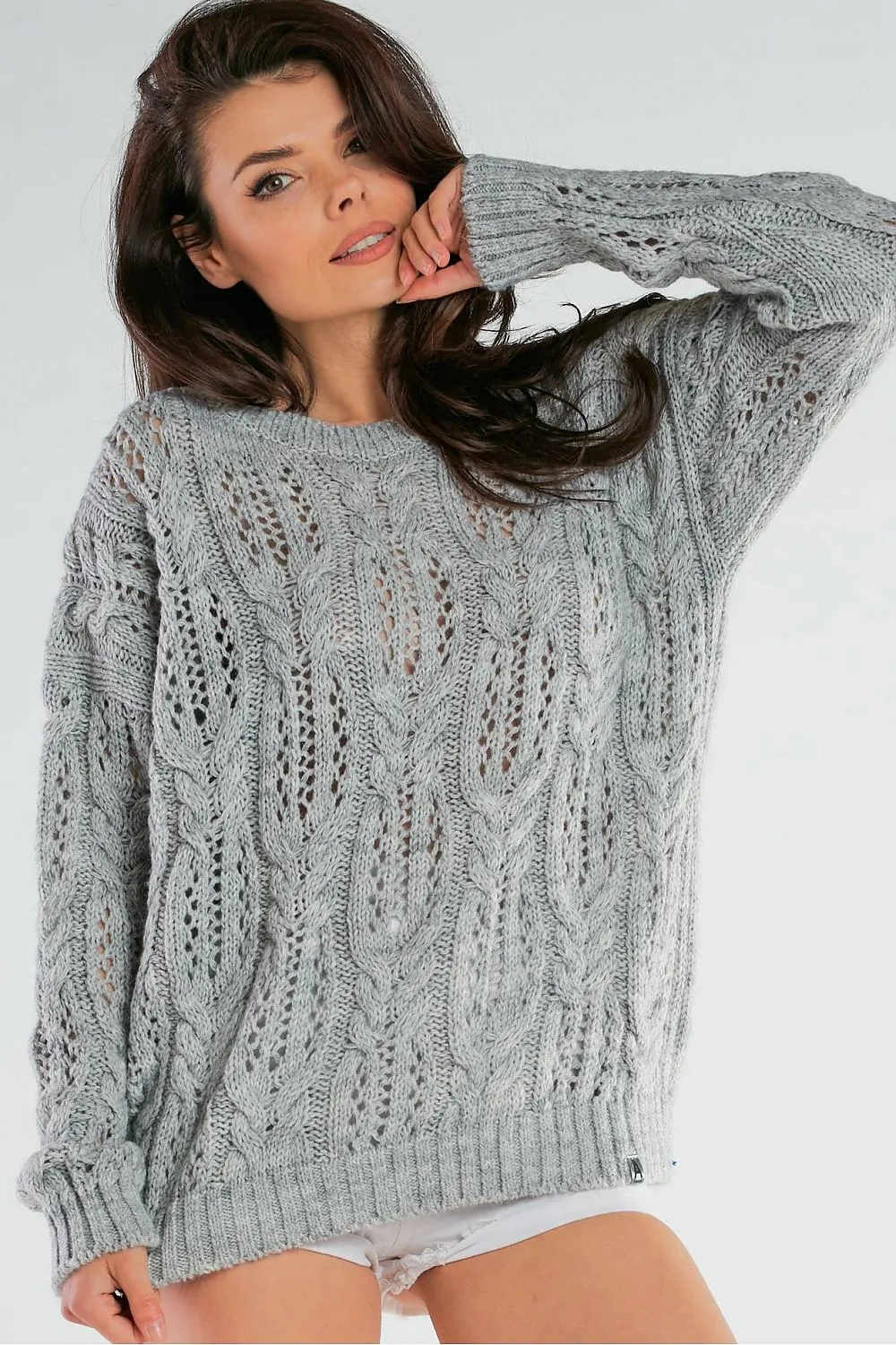 Openwork Boat Neck Luxe Sweater