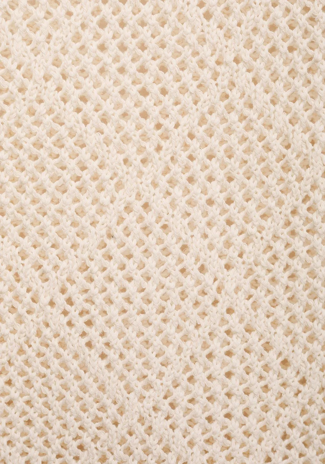 Openwork knit cotton sweater - Light Beige