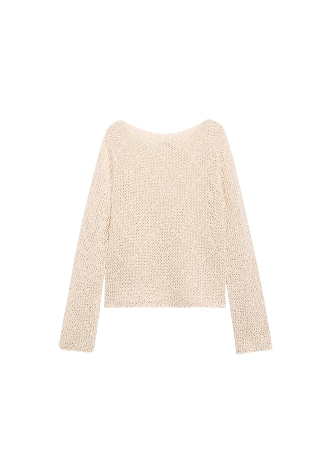 Openwork knit cotton sweater - Light Beige