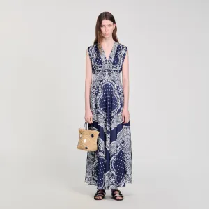 Orlina Bandana-Print Maxi Dress Blu / White