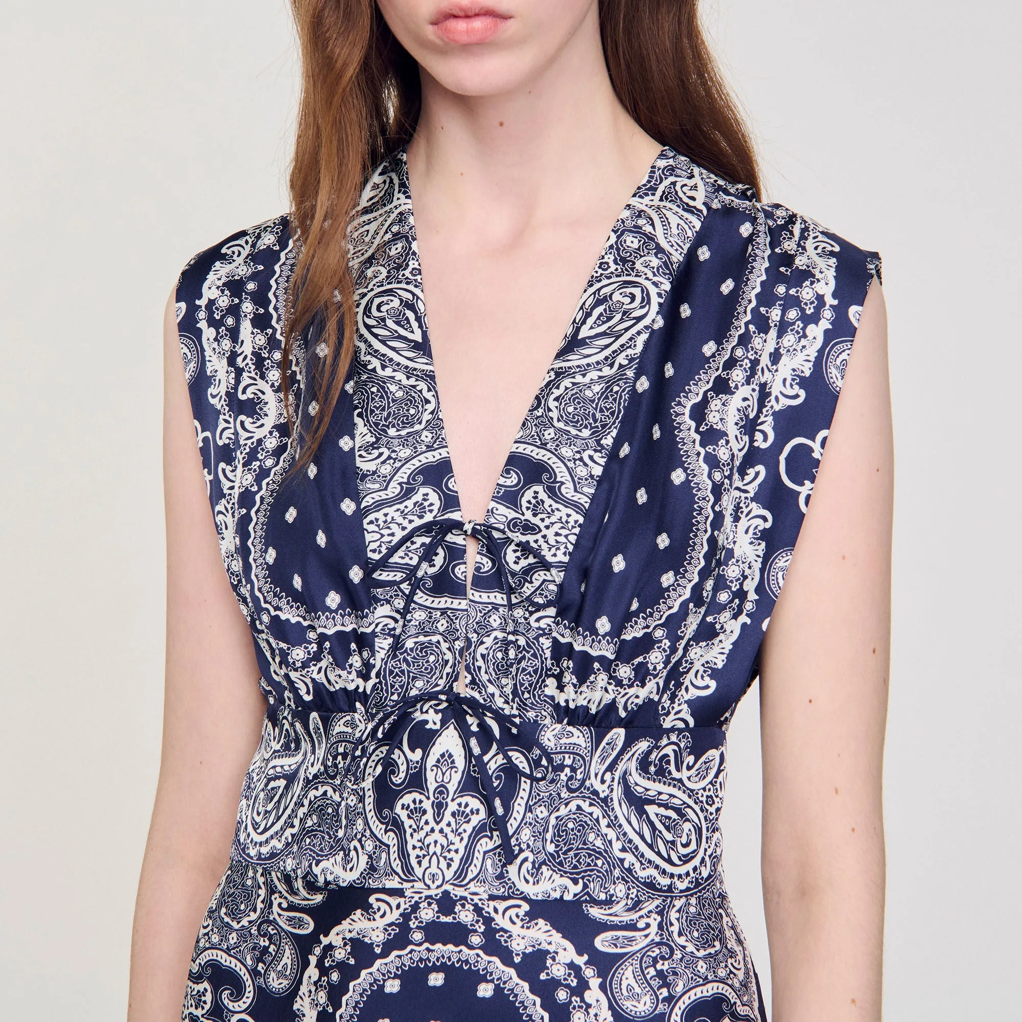 Orlina Bandana-Print Maxi Dress Blu / White