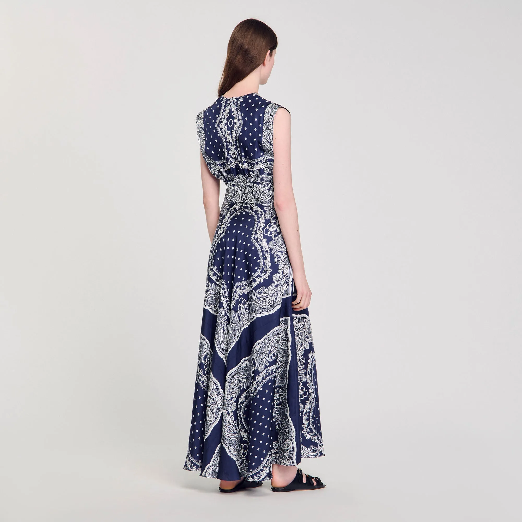 Orlina Bandana-Print Maxi Dress Blu / White